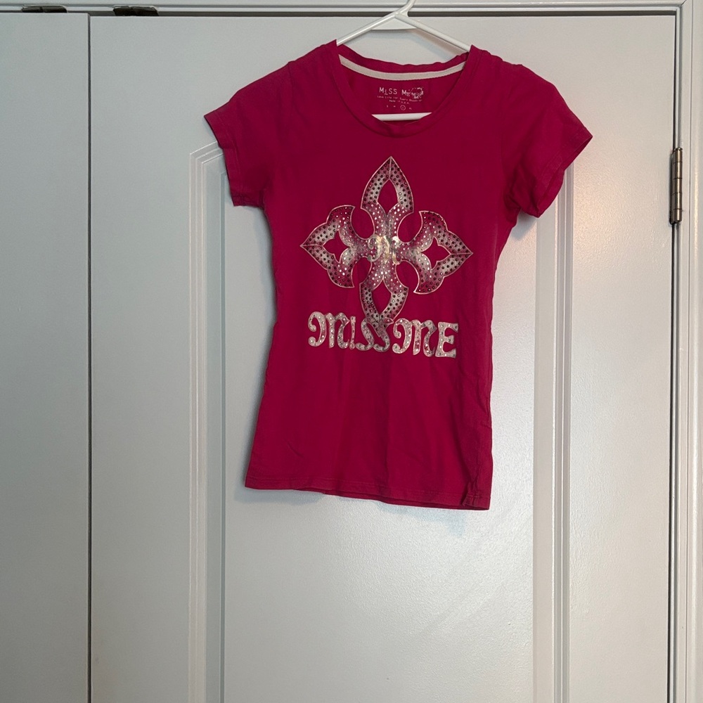 Miss Me Fuchsia Tee with Silver Design